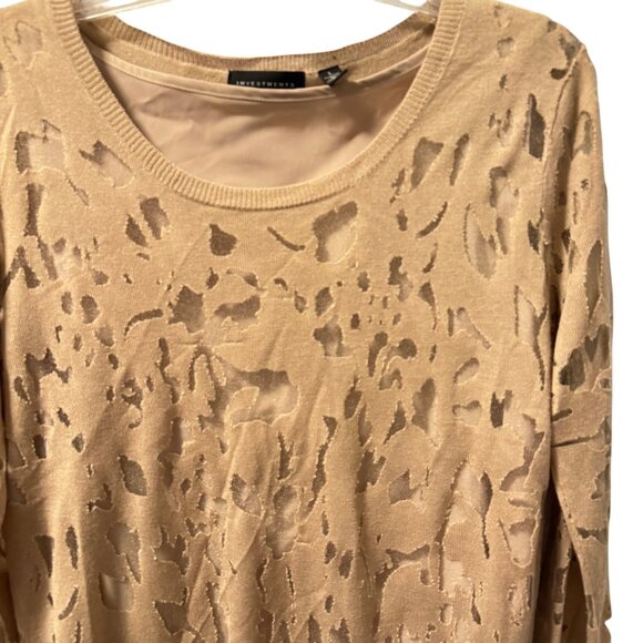 Investments Womens Sz L Sweater Beige Animal Print Polyester Viscose/ tank insid - Picture 7 of 12